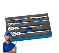 Jeu de clés à cliquet réglables - Jeu de douilles flexibles à 180 degrés, design en acier 6 pièces avec 72 dents, tige d'extension télescopique entraînement 1/4 3/8 1/2", clé à serrage rapide |