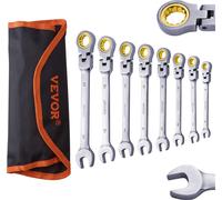 Jeu de clés à cliquet VEVOR Flexhead, jeu de 8 clés mixtes avec étui à roulettes, acier Cr-V, flexible, métrique, 8 mm à 17 mm
