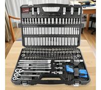 Jeu de clés à douille 115/46 pièces, kit d'outils de réparation automobile universel avec cliquet et barres d'extension, boîte à outils mécanique combinée durable Noir-1 ensemble/46 pièces,Noir bleu-1
