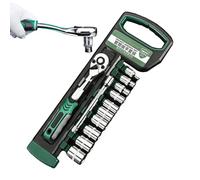 Jeu de clés à douille 12 pièces Jeu de clés à cliquet 72 dents | Outils de réparation avec barre d'extension pour voiture, camion, vélo, meubles, métallurgie, réparation maison