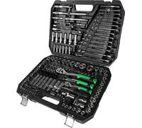 Jeu de clés à douille, 150 pièces, acier traité thermiquement, finition chromée, 150pcs