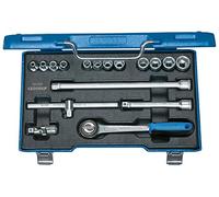 Jeu de clés à douille 3/8" 17 pces 6 pans 6-19 mm