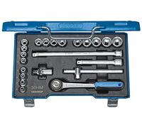 Jeu de clés à douille 3/8" 22 pces 6 pans 6-22 mm