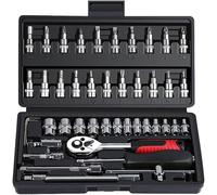 Jeu de clés à douille 46 pièces - Kit d'outils à cliquet pour réparation, entretien, démontage et installation de voiture et moto