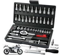 Jeu de clés à douille 48 pièces, kit de clés à cliquet avec boîte à cliquet 1/4'' petite, jeu de clés à cliquet à embouts métriques, jeu de clés pour réparation automobile, entretien domestique