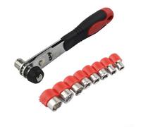 Jeu de clés à douille à cliquet avec 8 douilles et petit adaptateur 1/4" pour travaux mécaniques et bricolage (B)