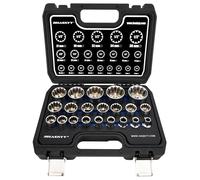 Jeu de clés à douille à denture multiple Douilles 1/2" XZN Écrou 21 pièces Jeu d'outils 8-36mm Denture multiple extérieure 12 pans - 6 pans