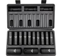 Jeu de clés à douille professionnel en acier allié CR-V Jeu de 13 clés à douille de 10 à 24 mm de profondeur Clé à douille à choc, HRC 42-48 Clé à douille y compris coffret à outils, extracteur de vis