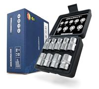 Jeu de clés à douille Torx 9 pièces I Coffret à cliquet I Douilles Jeu de profilés E (Torx externe) E10 - E24 I inserts de douille 1/2"