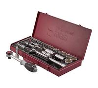 Jeu de clés à douilles 1/4" + 1/2" pouces équipé d'un cliquet et d'un set d'embouts + embouts hexagonaux | Coffret d'outils professionnel de 56 pièces pour la réparation de voitures, motos et vélos