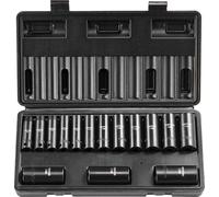 Jeu de clés à douilles VEVOR Jeu de clés à douilles à chocs 3/8 pouces, jeu de 15 clés à douilles profondes métriques 8-22 mm, acier allié Cr-Mo 6 points pour réparations automobiles, coffret à outils