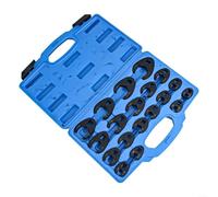 Jeu de clés à écrou évasées métriques 8 mm-32 mm pour cliquet d'entraînement 3/8" et 1/2" en acier chromé traité thermiquement avec étui moulé par soufflage 19 pièces