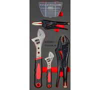 Jeu de clés à molette pinces grip et extracteurs 10 pièces module en mousse pour servante d'atelier MW Tools MWADJ10