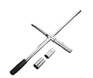 Jeu de clés à molette robustes en acier au chrome vanadium avec poignée extensible rou de roue 4 voies 17-23 mm pour voiture et moto, rangement compact (B)