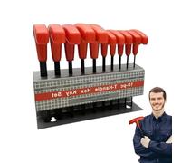 Jeu de clés Allen - 19,5 x 17 x 10 cm - Coffret de rangement | Jeu de 10 clés Allen - Clé standard ergonomique pour vélo | Pour réparation mécanique de voiture et maison