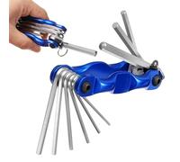 Jeu de Clés Allen Pliantes 8 en 1, Hexagone Torx Métrique et en Pouces, Jeu de Douilles Hexagonales, Clé Hexagonale avec Mousqueton, pour Vélos, Motos, Véhicules, Meubles, 1,5 mm-6 mm