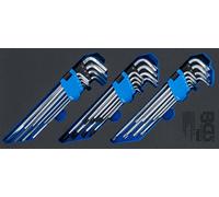 BGS 74259 | Insert de servante d’atelier 1/3 : Jeu de clés coudées | extra long | profil T (pour Torx), profil T (pour Torx) avec perçage, six pans intérieurs | 27 pièces