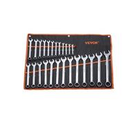 VEVOR Jeu de clés mixtes 25 pcs – Clés à fourche 6–32 mm, acier au carbone, pochette enroulable