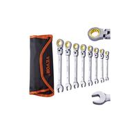 VEVOR Jeu de Clés à Cliquet à Tête Flexible 8PCs, Clés à Cliquet Métrique 8-17 mm, Ensemble de Clés en Acier Cr-V, avec Pochette Enroulable, pour Travaux Ménagers, Réparations Auto, Garage, Atelier