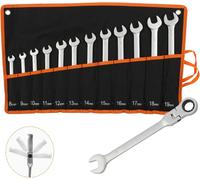 Jeu De Clés Mixtes Avec Sac De Transport,12 Pièces Cles Plates A Cliquet,Cle Mixte 8-19 Mm,Jeu De Clés Métrique