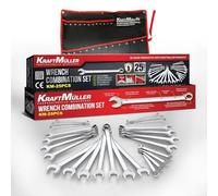 Jeu de clés plates à oeillets, Kraft Muller KM-25PCS, 25 pièces en acier au chrome-vanadium, de 6 à 32mm, sacoche de rangement