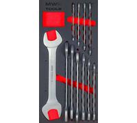 Jeu de clés plates de 6x7mm à 30x32mm 11 pièces module en mousse pour servante d'atelier MW Tools MWDO63211