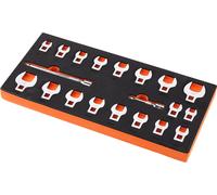 Jeu de clés SucceBuy Crowfoot, 20 pièces 3/8" avec 2 tiges de rallonge et organisateur EVA, SAE 3/8"-7/8" et métrique 10-22 mm, acier 40CR avec finition chromée