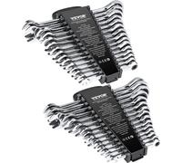 VEVOR Jeu de Clés Mixtes 30PCs, Clés à Cliquet SAE 1/4"-1" et Métrique 8-24 mm, Ensemble de Clés en Acier Cr-V, avec Support de Rangement, pour Travaux Ménagers, Réparations Autos, Garage, Atelier