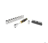 Stanley Fatmax FMMT82679-0 Cliquet 120 dents ¼’’ Fatmax + 10 Douilles + 10 embouts + Porte-Embout - 22 Pièces