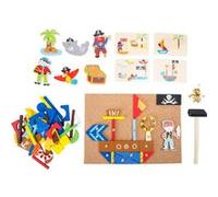 small foot 10226 Jeu de clous « Pirate » en bois, planche en liège avec motifs de pirates à façonner, à partir de 6 ans