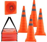 Jeu de cônes de sécurité - 4 pcs. Cônes de circulation pliables avec collerette réfléchissante, sac de rangement - Pour le contrôle de la circulation, les parkings