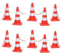 Jeu de cônes de signalisation avec 10 m de chaîne rouge et blanche