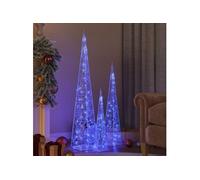 Jeu de cônes lumineux à LED Acrylique Bleu 60 90 120 cm Bleu