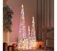 vidaXL Jeu de Cônes Lumineux à LED Décoration de Noël Décoration de Vacances Jardin Patio Arrière-cour Extérieur Acrylique Multicolore 60/90/120 cm Multicolore