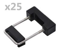 vidaXL 25x Connecteurs en U et Plastique pour Poteau de Clôture Support en U Entretoise Contre-plaque Ecrou Capuchon Acier Inoxydable