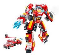 Jeu de Construction 10 en 1 Robot Véhicule Pompier 731 Briques Assemblable Avizar Bleu / Rouge Bleu / Rouge