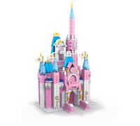 Jeu de Construction 6 en 1 1000 pièces Château Princesse Éducatif Amusant Bleu / Rose