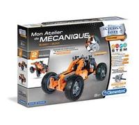 Clementoni | Science & Jeu - Mon Atelier de Mécanique Buggy et Quad pour Enfants 8 Ans+ | Kit STEM Mécanique Construction 100 Pièces Interchangeables | Mécanisme Pull-Back | Application 3D Interactive