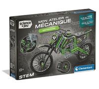 Clementoni Coffret construction mécanique Motocross Xtrem 8 ans – 180+ pièces, direction et pistons