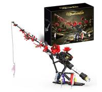 Jeu de Construction de Construction de Canne à Pêche Décoré de Roses, 806 PCS Kit de Blocs Canne à Pêche Baitcaster, Modèle Cadeaux Décoratif Gothique Convient aux Adulte et aux Passionné
