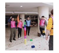 Jeu de construction de tours en équipe pour adultes, activités de plein air, journée sportive, kit de jeux d'empilage de blocs pour améliorer les compétences en communication (Jaune, 8 pièces)