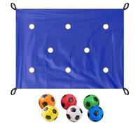 Jeu de construction d'équipe avec bâche à trous, jeux ludiques d'apprentissage en équipe avec 6 balles, sac de rangement, pour formation en classe, activités de camp, team building au bu Blue 2*1.45m
