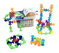 Jeu de Construction éducatif et créatif | 59 pcs: ventouses avec 10 Formes différentes + Boite de Rangement Plastique| Idéal pour Le Bain. pour garçons et Filles de 3 4 5 6+ Ans