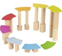 Jeu de construction en bois avec cartes en bois lasuré