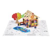 Jeu de construction en bois JEUJURA 8096 chalet à peindre 85 pièces montage autonome coffret de rangement
