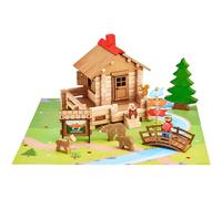 Jeu de construction en bois JEUJURA La Réserve Naturelle 8093 125 pièces thème montagnes animaux Bois naturel et teinté