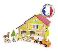 Jeu de construction en bois JEUJURA Ma Ferme en bois 180 pièces Vert et beige G