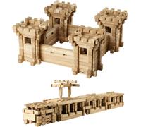 Jeu De Construction En Bois ¿ Muraille Série «Forteresse», 282 Pièces, Jouet Éducatif Écologique À Assembler Pour Enfants Dès 8 Ans