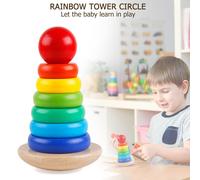 Jeu De Construction En Bois Pour Bébé, Tour Ronde Colorée En Arc-En-Ciel, Jouets De Couleur Jenga, Tour Pliante