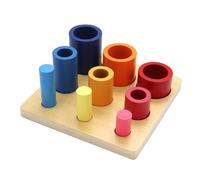 Jeu De Construction Et De Tri, Cylindre En Bois Arc-En-Ciel, Forme Géométrique, Puzzle, Empileur, Développement De La Motricité, Planche D'Activités Montessori